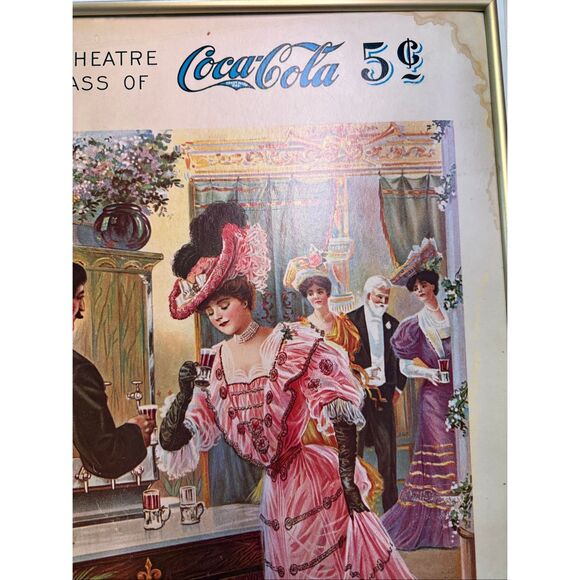 Vintage Coca-Cola After The Theatre Advertising Litho Poster 1975 Framed OS - Picture 2 of 7